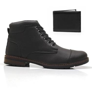 Imagem de Bota Masculina Casual Com Carteira Coturno Cano Baixo Confortável Maci
