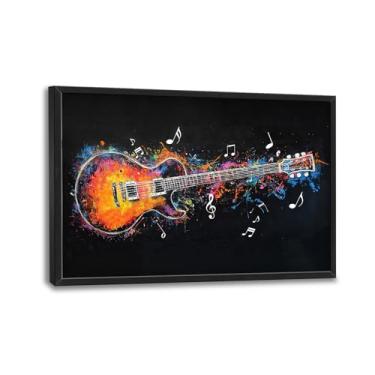 Imagem de Kylora Arte de parede de guitarra Graffti decoração de parede de guitarra elétrica impressões em tela de música pintura de arte moderna decoração de escritório doméstico para quarto banheiro sala de