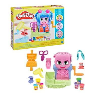 Imagem de Play-Doh Cabelos Coloridos com Estilo conjunto de massinha com acessórios e 6 potes de massinha, brinquedo criativo para meninos e meninas, presente de Natal para crianças acima de 3 anos