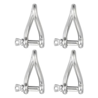 Imagem de PATIKIL Manilha torcida de aço inoxidável 316 5/40.6 cm 8 mm, pacote com 4 299.8 kg de pino de parafuso de carga para cabos de aço de tração, acessórios de manuseio marítimo