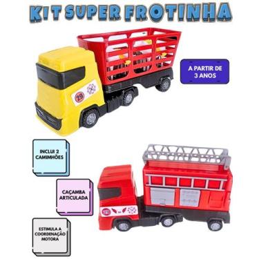 Imagem de Kit 2 Caminhão Brinquedo Boiadeiro Com Animais E Bombeiro Articulado I