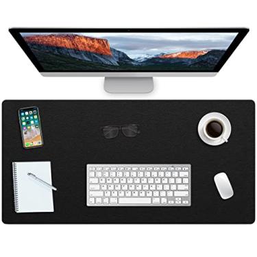 Imagem de ProValley Protetor de mesa de couro grande para mouse pad de escritório tapete antiderrapante de couro de PVC para mesa de laptop à prova d'água organizador de acessórios de mesa para escritório mulheres homens crianças (preto, 61 x 122 cm)