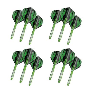 Imagem de Red Dragon Combo de dardos e eixo verde - 4 conjuntos de voos padrão e 4 conjuntos de eixos VRX médios por pacote