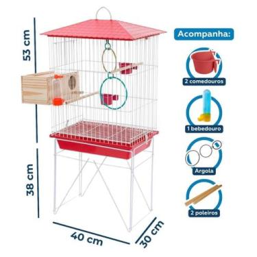 Imagem de Gaiola Criadeira Agapornis Mini Viveiro Com Teto Plástico E Ninho + Ac