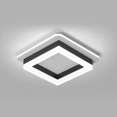Imagem de Luz de teto LED quadrada, luminária de teto 24W branco + lustre de acr