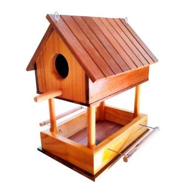 Imagem de Comedouro Tratador Pássaros Livres Casinha De Passarinho C/Ninho - HER