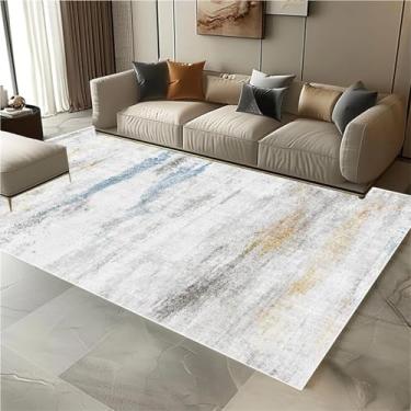 Imagem de Tapete decorativo abstrato estilo nórdico para sala de estar, flanela macia, decoração de quarto, tapete de cor clara para sala de estar, sofá (200 x 300 cm, 78,7 x 118 pol./Flanela-4)