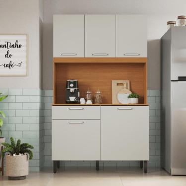 Imagem de Cozinha Compacta Itatiaia Madri 120cm em Madeira Cinamomo/Off White