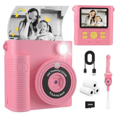 Imagem de FKATEEN Câmera infantil com impressão instantânea, presentes de aniversário de Natal, meninas, meninos de 3 a 12 anos, câmeras de vídeo digital HD, câmeras instantâneas para crianças de 3, 4, 5, 6, 7,