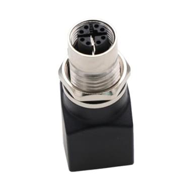 Imagem de HangTon Adaptador Ethernet M12 8 pinos codificados em X fêmea para conector RJ45 para switch de rede, sensor de automação de controle de máquina industrial, codificador de sensor de automação CAT5e