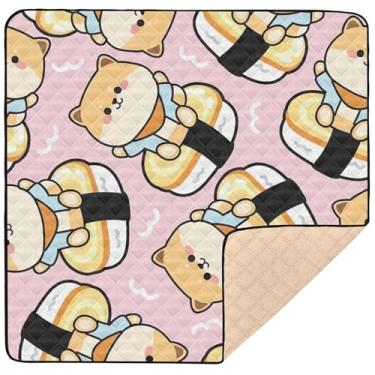 Imagem de Lindo tapete de bebê Shiba Inu para brincar no chão, antiderrapante, dobrável, tapete de engatinhar, lavável para o chão, barriga 127 x 127 cm