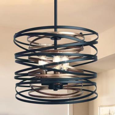 Imagem de Cusp Barn Lustre Industrial De Metal Preto (Casa Fazenda) Luminária Para Sala Jantar