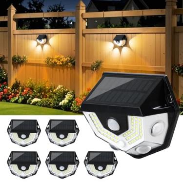 Imagem de HAARAY Luzes De Cerca Solares 2 Em 1, Iluminação Grande Angular 270°, Sensor Movimento Externo, 3 Modos, 54 Leds Luz Branca E 4 Quentes, Degrau Do Anoitecer Ao Amanhecer Para Quintal, Caminho, Varan