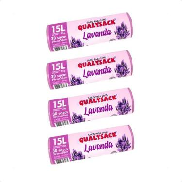 Imagem de Combo 4 Saco De Lixo Pia e Banheiro com Aroma Lavanda 30 Un - 15L - Qu