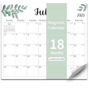 Imagem de Calendário magnético de geladeira 2025-2026, calendário magnético de 18 meses para geladeira 2025-2026, agenda de parede, de julho de 2025 a dezembro de 2026, marcadores fáceis de organizar, rasgáveis