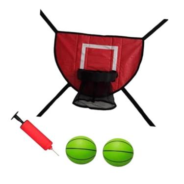Imagem de Generic Mini cesta de basquete para trampolim, acessórios de fixação para trampolim, gol de treinamento, jogo ao ar livre, suporte universal para basquete, Vermelho