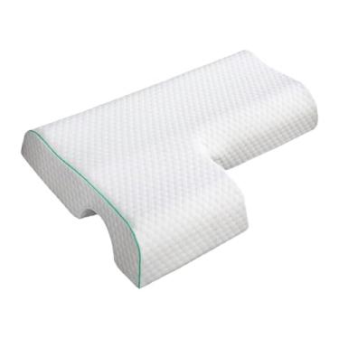 Imagem de AFXGUSD Travesseiro de Casal para Dormir de Lado com Almofada de Espuma Viscoelástica para Presente, Verde com bordas à direita, Tamanho real