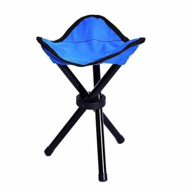 Imagem de Banqueta Dobrável Camping Cadeira Banco Tripé Retratil Praia Pesca Churrasco Linha Premium M5 Armarinhos (Azul)