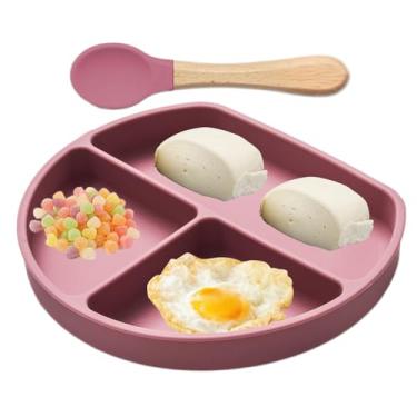 Imagem de Prato de Silicone com Ventosa para Bebé, Prato Divisório Com Ventosa Para Crianças, Utensílio Para Cadeirão, Refeições Em Família, Casa, Jantar Ao Ar Livre e Amigos