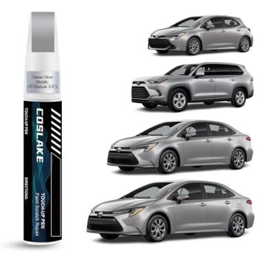 Imagem de COSLAKE Tinta de retoque de carro (prata metálica clássica (1F7 (inclui 2UF))) para Toyota, kit de reparo de arranhões de pintura de carro, solução rápida e fácil de reparar, caneta removedor de