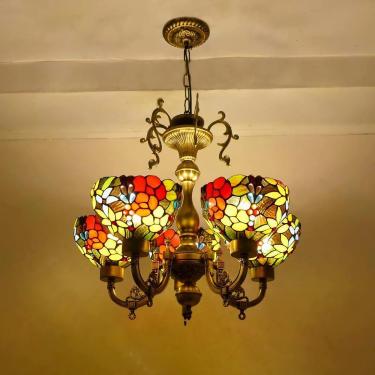 Imagem de 5 Luzes Lustres Estilo Tiffany, Estilo Vitoriano Vitral Teto Pendente Luz Para Sala De Estar Quarto Sala De Jantar Cozinha Ilha,c