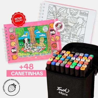 Imagem de Kit Canetinhas Coloridas Touch e Livro de Colorir Bobbie Goods Dias Qu