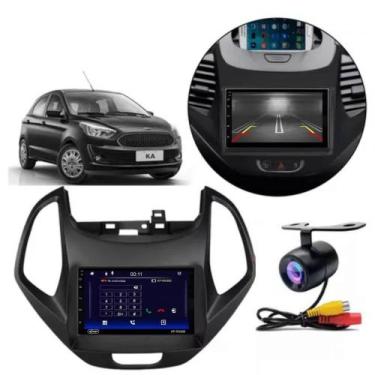 Imagem de Central Multimidia Android Auto Ford KA Moldura + Câm Preto - First Op