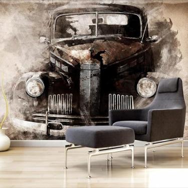 Imagem de Papel De Parede Mural Móvel 3d Vintage Nostálgico Papel De Parede De Carro Vintage Estudo Sala De Estar Quarto Fundo Decoração De Casa, 3d Printing, 250cm(L) x200cm(H)