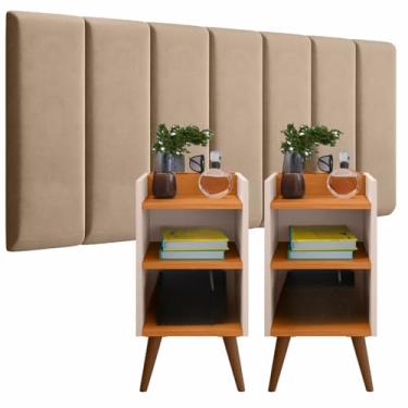 Imagem de Conjunto de 2 cabeceiras e módulo de colagem Cabeceira de quarto estofada modular 0,90/1,40/1,60/1,95(MOD BEGE/KIT MAX OFF/CINA,KING 1.95-10 PLACAS)