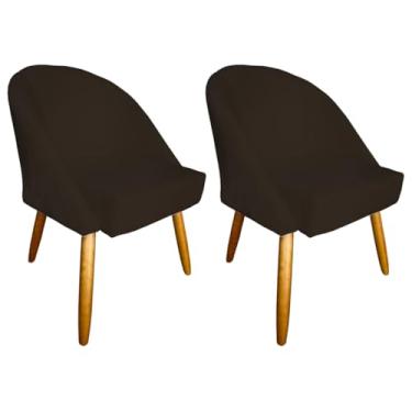 Imagem de Kit com 2 Cadeiras De Jantar Lua Veludo Luxo Para Salão Sala Penteadeira Escritório Leitura (MARROM)