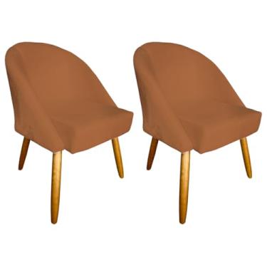Imagem de Kit com 2 Cadeiras De Jantar Lua Veludo Luxo Para Salão Sala Penteadeira Escritório Leitura (TERRACOTA)