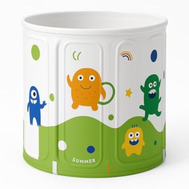 Imagem de Banheira Ofurô Dobável Infantil em PVC Oxford 70x65cm - Portátil, Ecológica, Com Almofada Inflável e Mangueira de Dreno, Ideal de 1 a 6 Anos