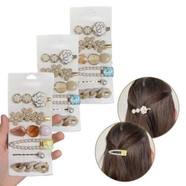 Imagem de Kit 18 Presilhas Bico De Pato Modelo Pedras Strass Alto Luxo - Grampo 