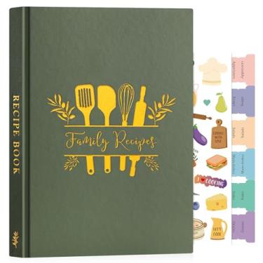 Imagem de Lanpn Caderno de receitas em branco para 70 receitas, caderno de culinária vazio A5 à prova d'água para escrever em suas próprias receitas, livro de receitas de capa de couro com adesivos para
