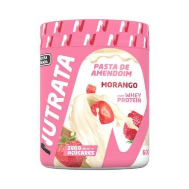 Imagem de Pasta de Amendoim com Whey 600g - Morango - Nutrata