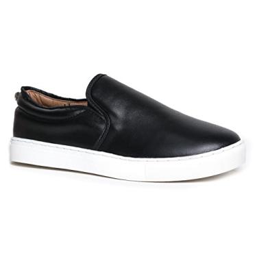 Imagem de J. Adams Tênis feminino Glimmer – Casual Glam Slip On Tênis de caminhada, Couro vegano preto, 38