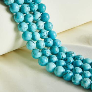 Imagem de 60 peças de contas de pedra preciosa natural turquesa 6 mm contas redondas soltas para fazer joias