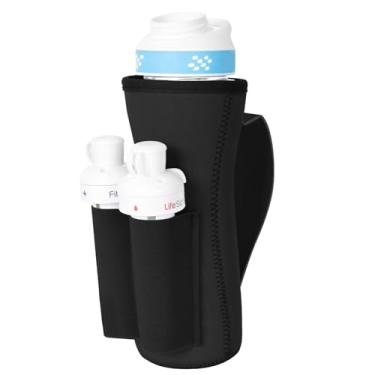 Imagem de Manga para garrafa de água Cirkul com suporte de cartuchos e alça de 623 g para garrafa de água Cirkul plástico e aço inoxidável luva de neoprene para garrafa Cirkul (1 peça preta)