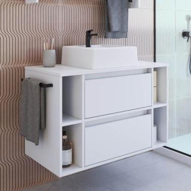 Imagem de Gabinete de Banheiro Suspenso 80cm com 4 Nichos 1 Toalheiro 1 Porta 1 