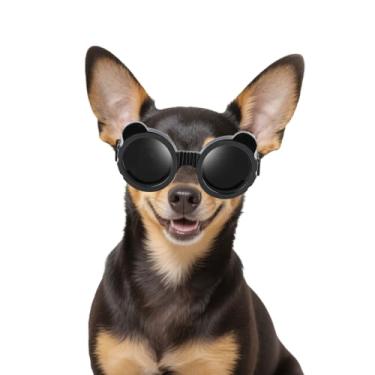 Imagem de Enjoying Óculos de proteção UV para cães pequenos, sunglasses para cães de raça pequena, à prova de vento, ajustáveis, preto, desenho animado, panda, 9,5 cm x 4,5 cm, 25-39 cm x 15-25 cm
