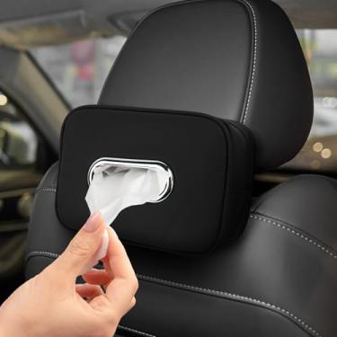 Imagem de Ongfuwu Porta-lenços de papel de carro grande para 120 lenços padrão, caixa de lenços de couro para banco traseiro, capa de guardanapo de carro, organizador de guardanapo automático, caixa de papel de