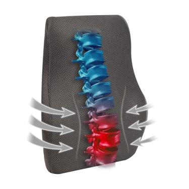 Imagem de Mind Reader Almofada lombar Air-Cloud, almofada ergonômica de suporte de espuma viscoelástica para cadeiras de escritório, poltronas reclináveis e assentos de carro, recomendado para quiropraxia, 37