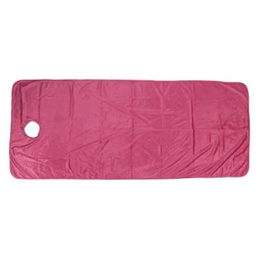 Imagem de Lençol de mesa de massagem de pelúcia curto espesso para cama de salão - Equipamento de spa confortável com furo - 80 x 200 cm - roxo vermelho (roxo vermelho)