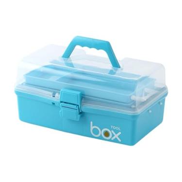 Imagem de Ysyqkn Caixa Portátil Dobrável para Ferramentas, Recipiente Multifuncional de 3 Níveis, Caixa de Primeiros Socorros Médicos para Uso de, Azul
