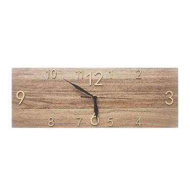 Imagem de Ioensy Relógio de parede rústico moderno criativo artesanal relógio pendurado decoração de parede de fazenda para quarto casa restaurante sala de estar, Marrom Claro