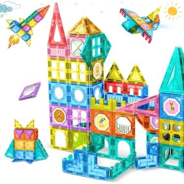 Imagem de Blocos de Construção Magnético Para Crianças Brinquedo Educativo de Montar 130 Peças