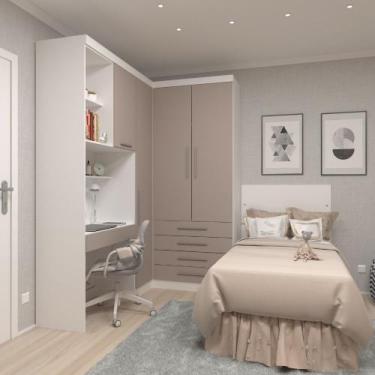 Imagem de Quarto Modulado Solteiro de Canto 3 Peças 4 Portas 4 Gavetas Alpes Luc