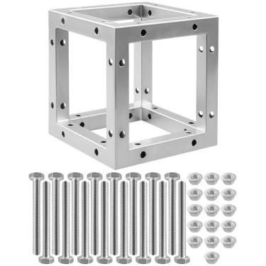 Imagem de Canto de treliça de alumínio quadrado de 8 pol, caixa de treliça profissional de 6 vias com 16 conjuntos de parafusos M10, montagem para configuração de evento de concerto de palco
