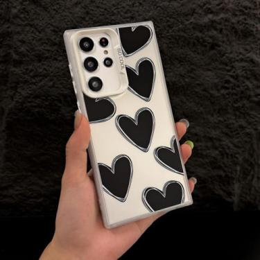 Imagem de MVVKKY para Samsung S24 Plus Luxury Electroplate Love Heart Phone Case Cover (para Samsung S24 Plus/Branco HeiAX)