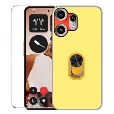 Imagem de Covthch Capa para celular CMF para celular 2 Pro com protetor de tela, Nothing CMF Phone 2 Pro com suporte de anel, capa fina e flexível de borracha de silicone TPU - amarela